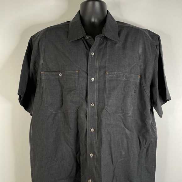 ORVIS Mens Dark Gray Short Sleeve Button Up Shirt XL Polyester Outdoor Casual - Picture 6 of 16